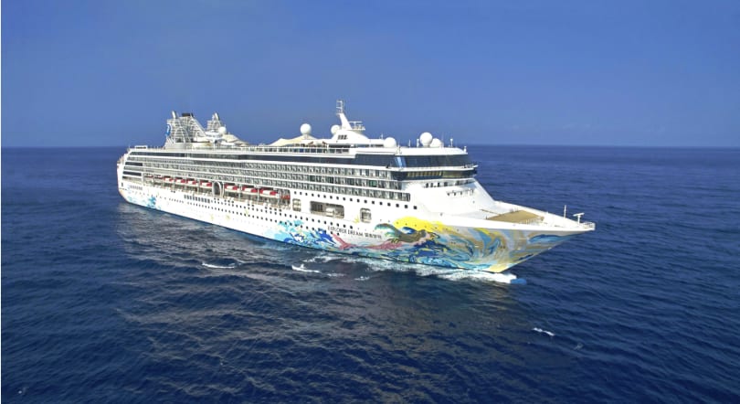 The 75,000 ton cruise ship Explorer Dream at sea